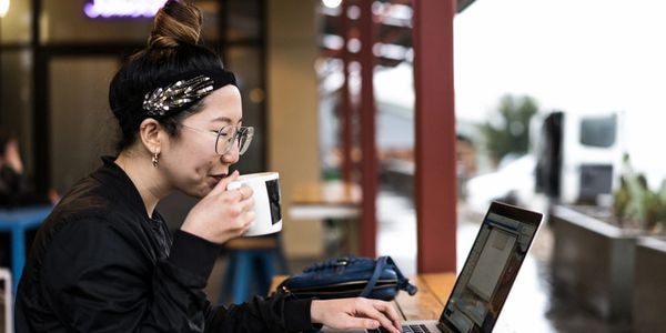 Professional woman working on laptop